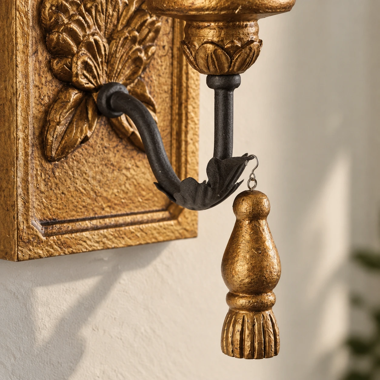 Elena Vintage Carved Wood Wall Sconce — 09 detail finial