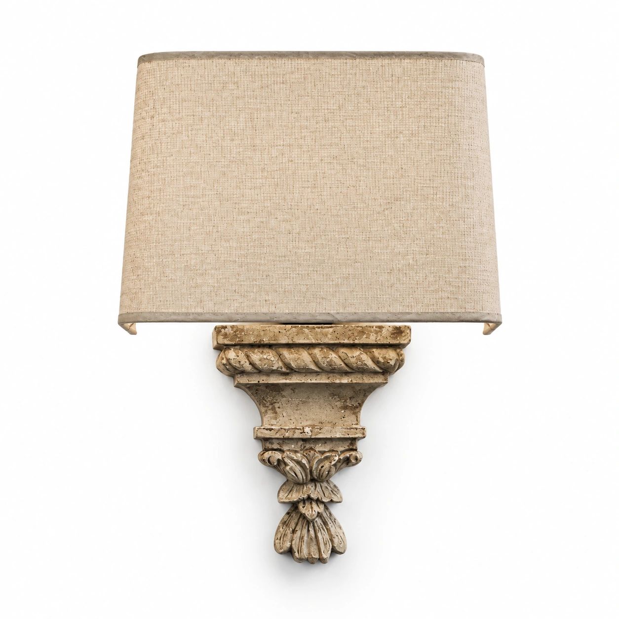 Amelie Architectural Fragment resin relief wall sconce on a white background