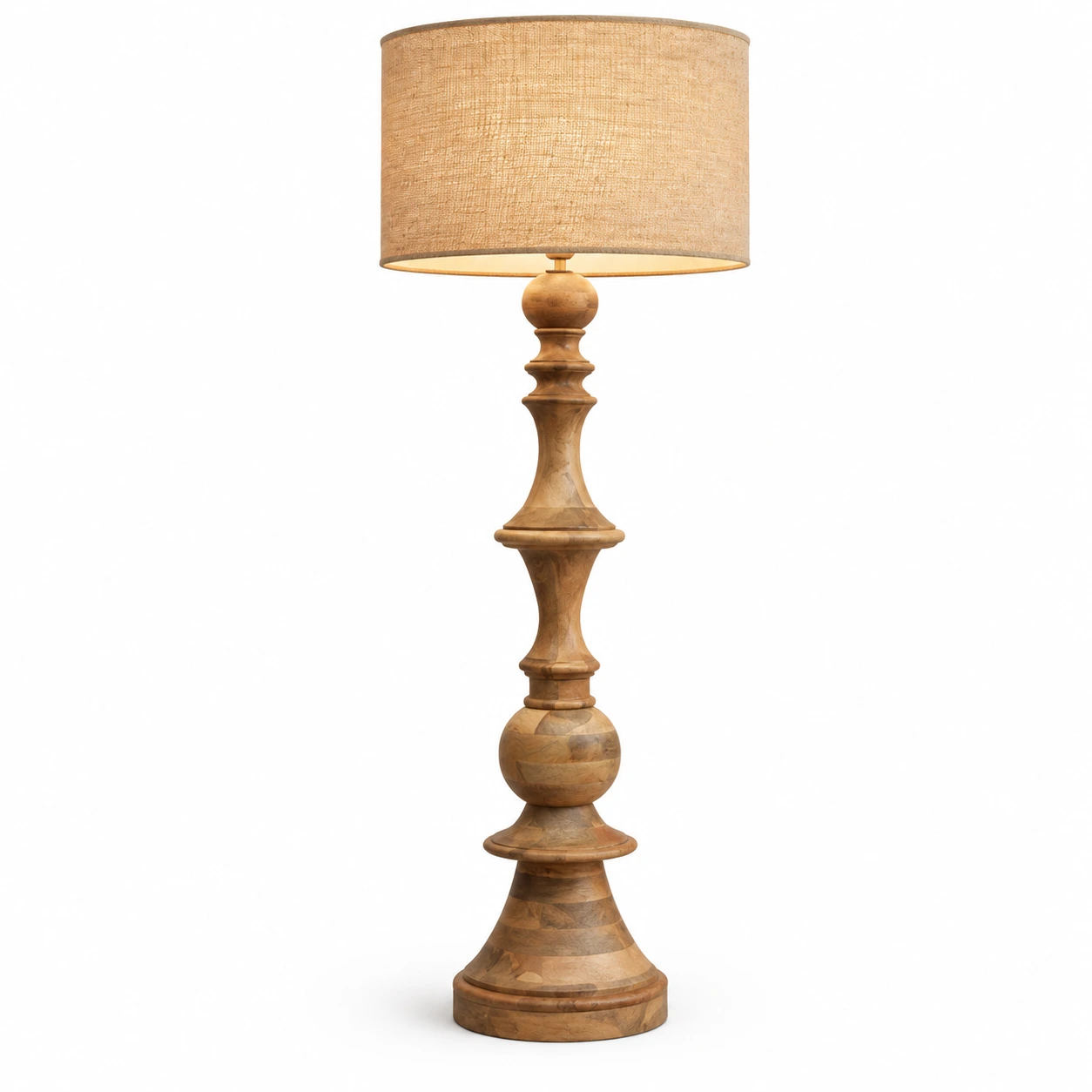 Mara American Rustic Sculpted Wood Floor Lamp — 03 white identity