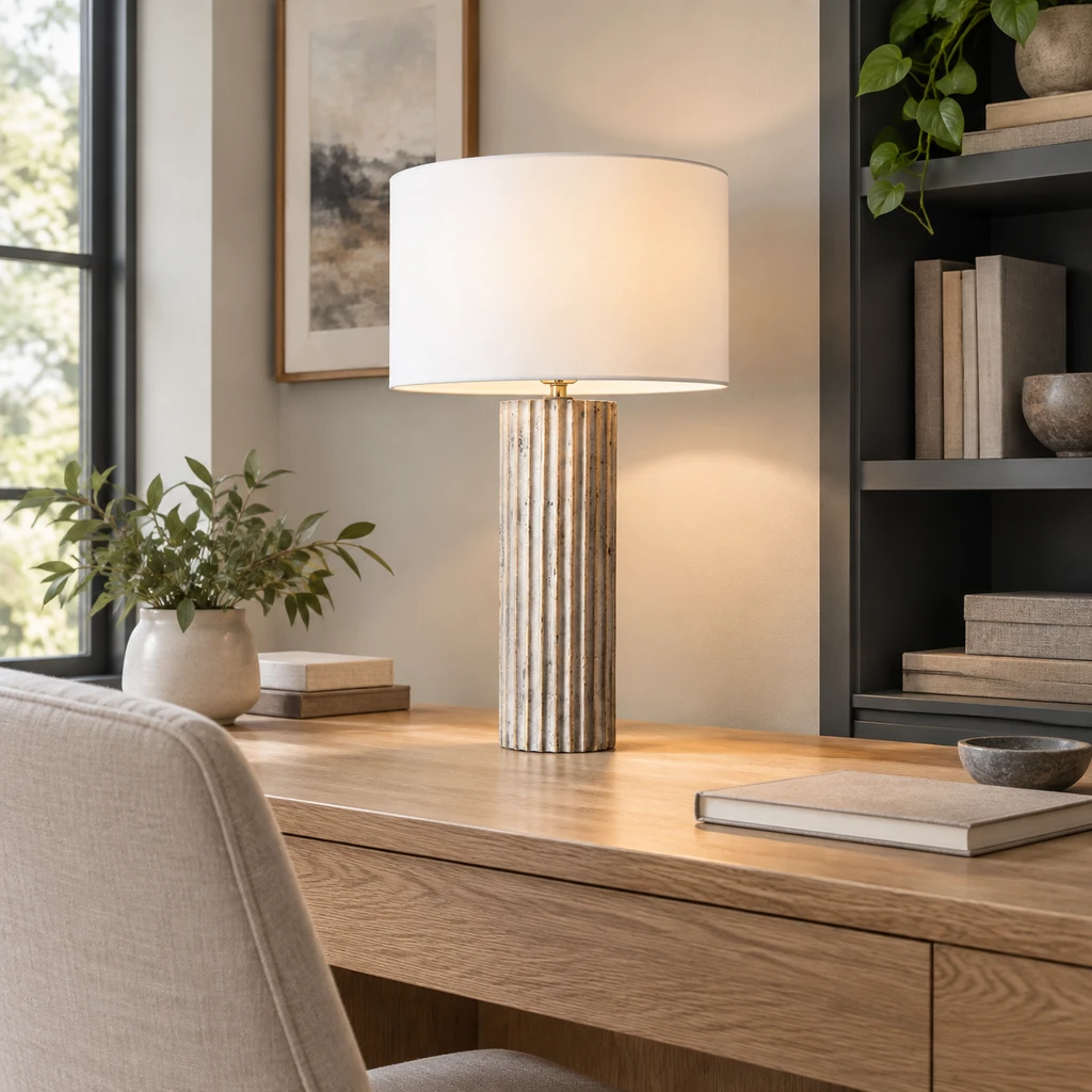Linea table lamp beside a study desk