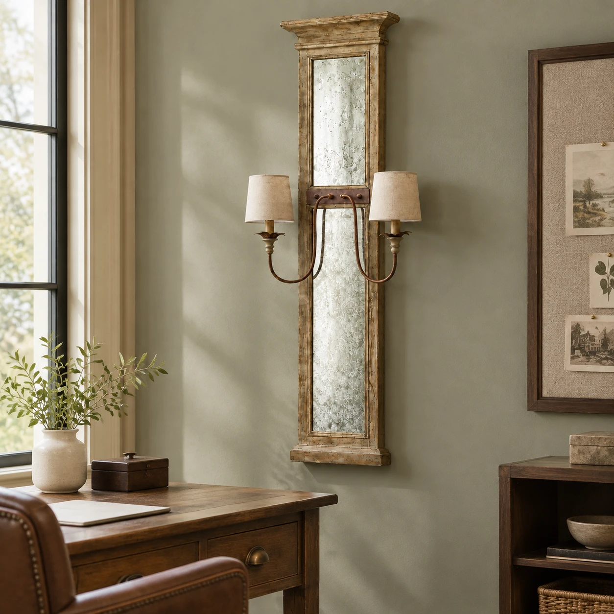 Marlow wall sconce installed in a home office