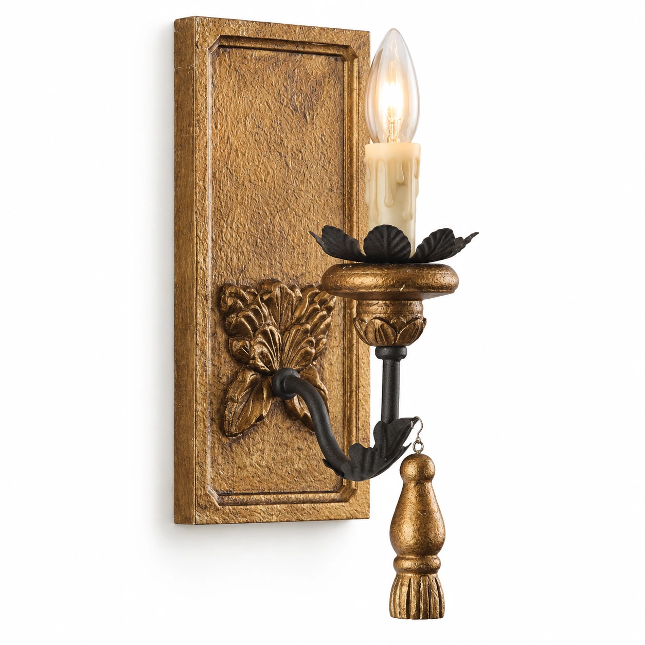 Elena Vintage Carved Wood Wall Sconce — 03 white identity