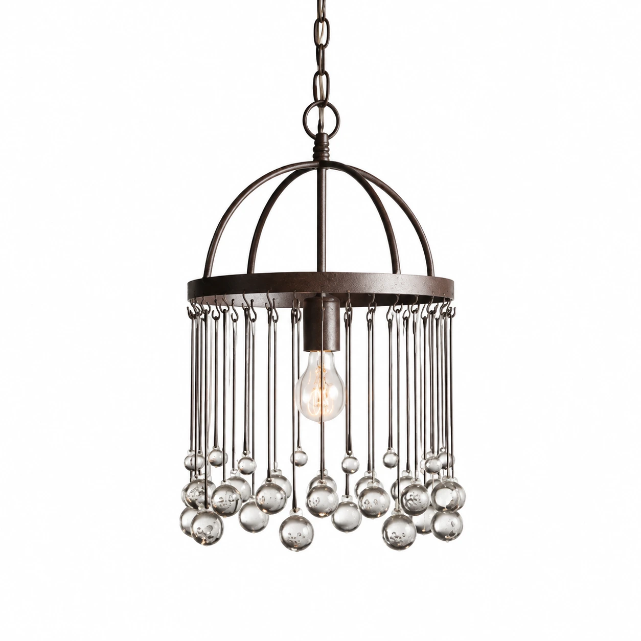 Mara Rustic Crystal Iron Pendant Chandelier — gallery 9