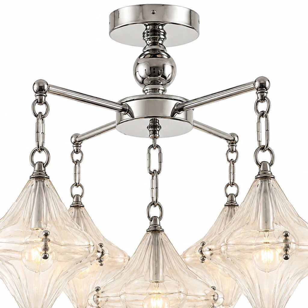 Close view of Lena Bauhaus Star Glass Alloy Chandelier alloy arm junction