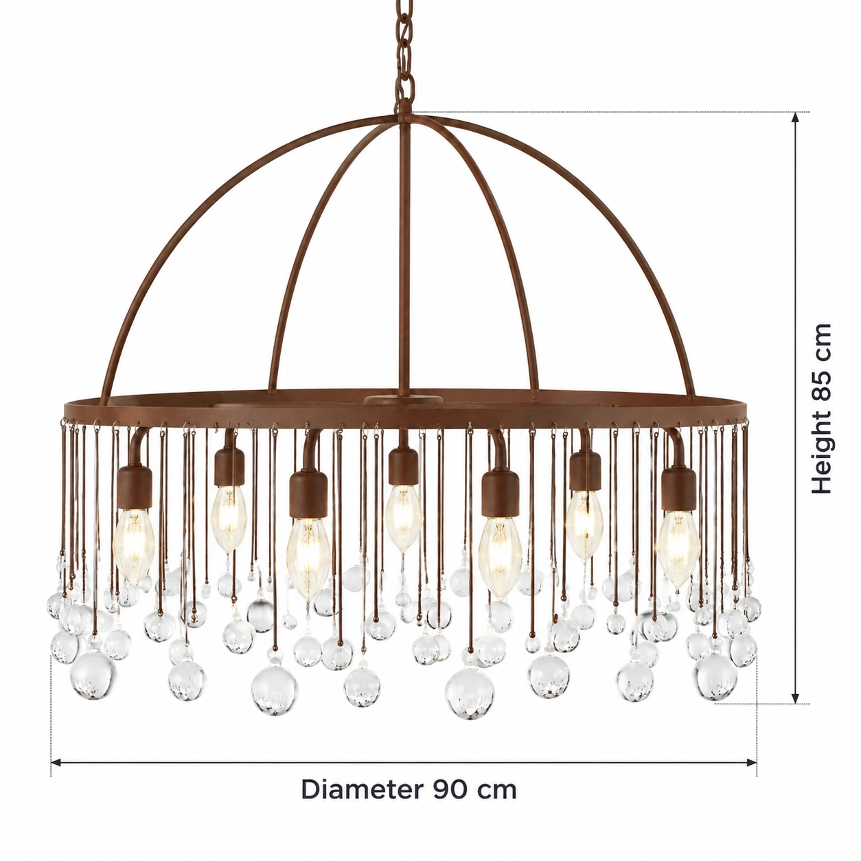 Mara Rustic Crystal Iron Pendant Chandelier — gallery 18