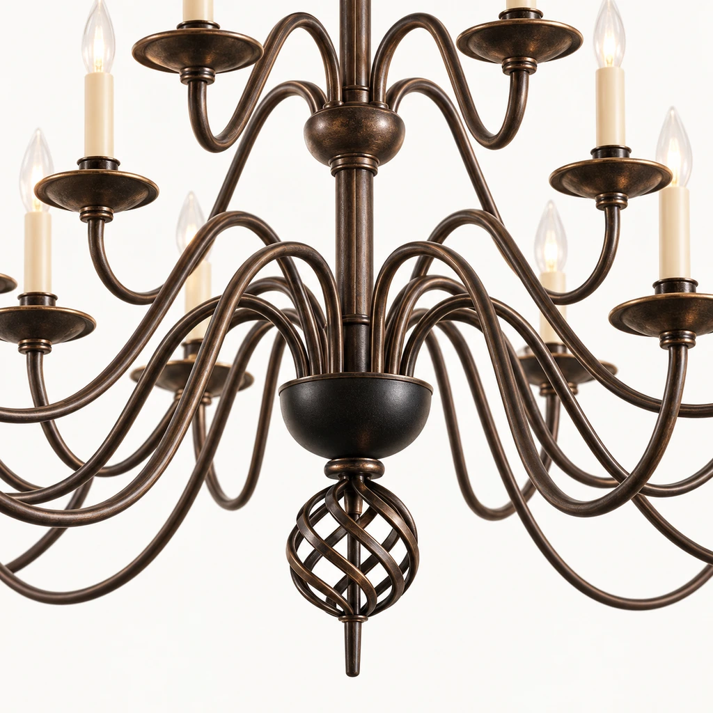 Close detail of the central stem and finial