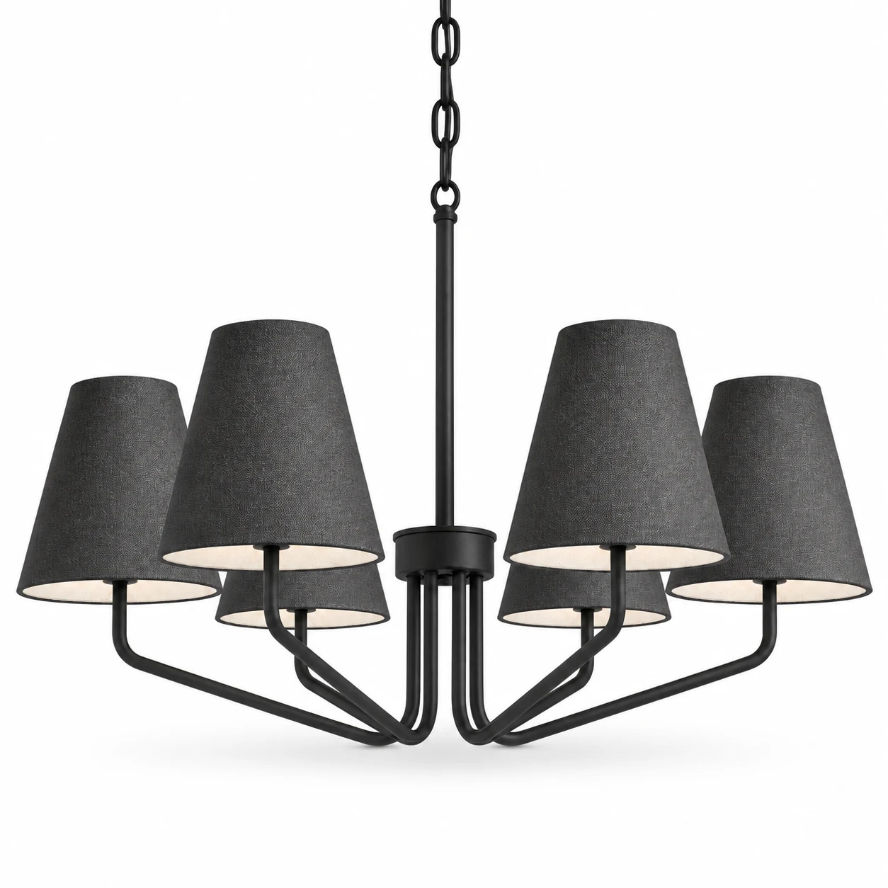 Lucia BDK-012-03 black iron branching chandelier on a white background