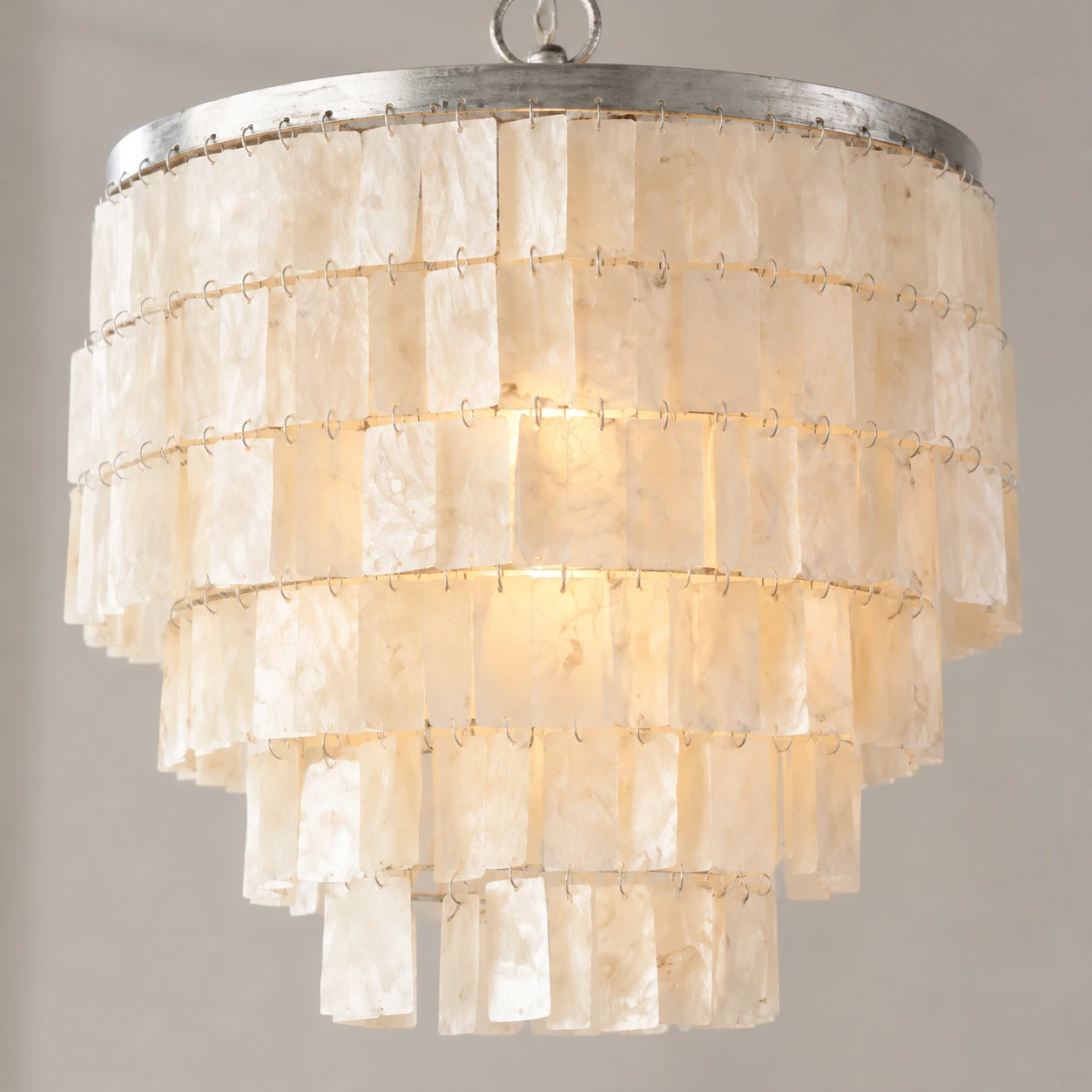 Avery Tiered Iron Shell Chandelier — Lower shell tier detail
