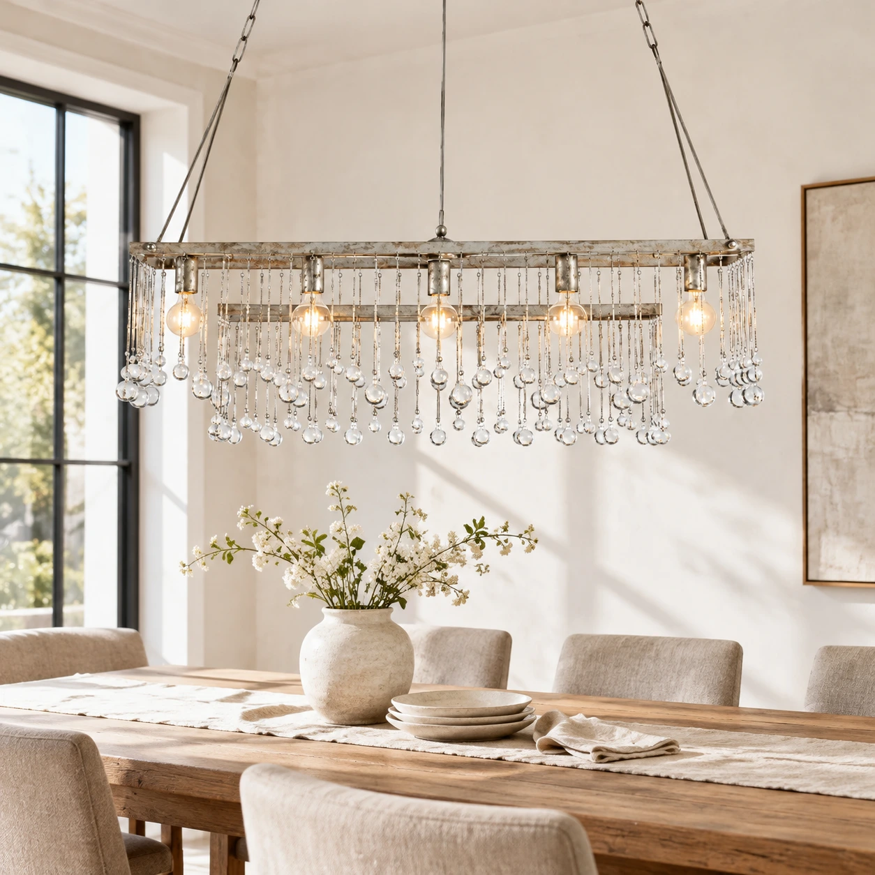 Mara Rustic Crystal Iron Pendant Chandelier — gallery 12