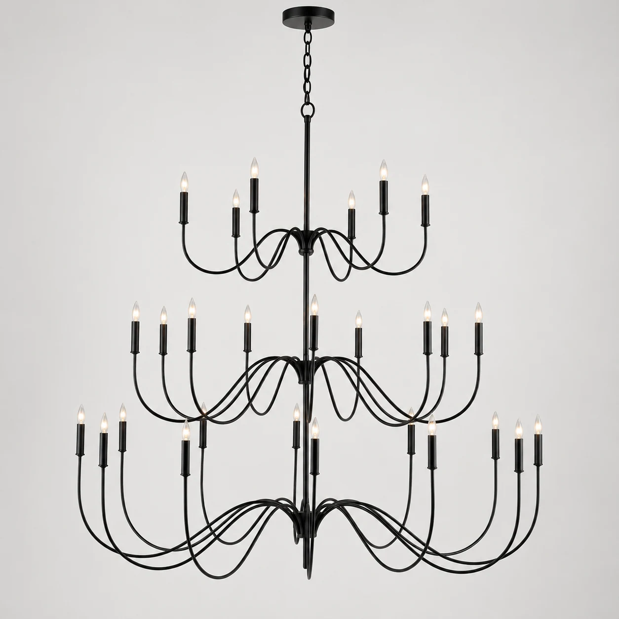 Mara Vintage Curved-Arm Iron Chandelier, identity 27