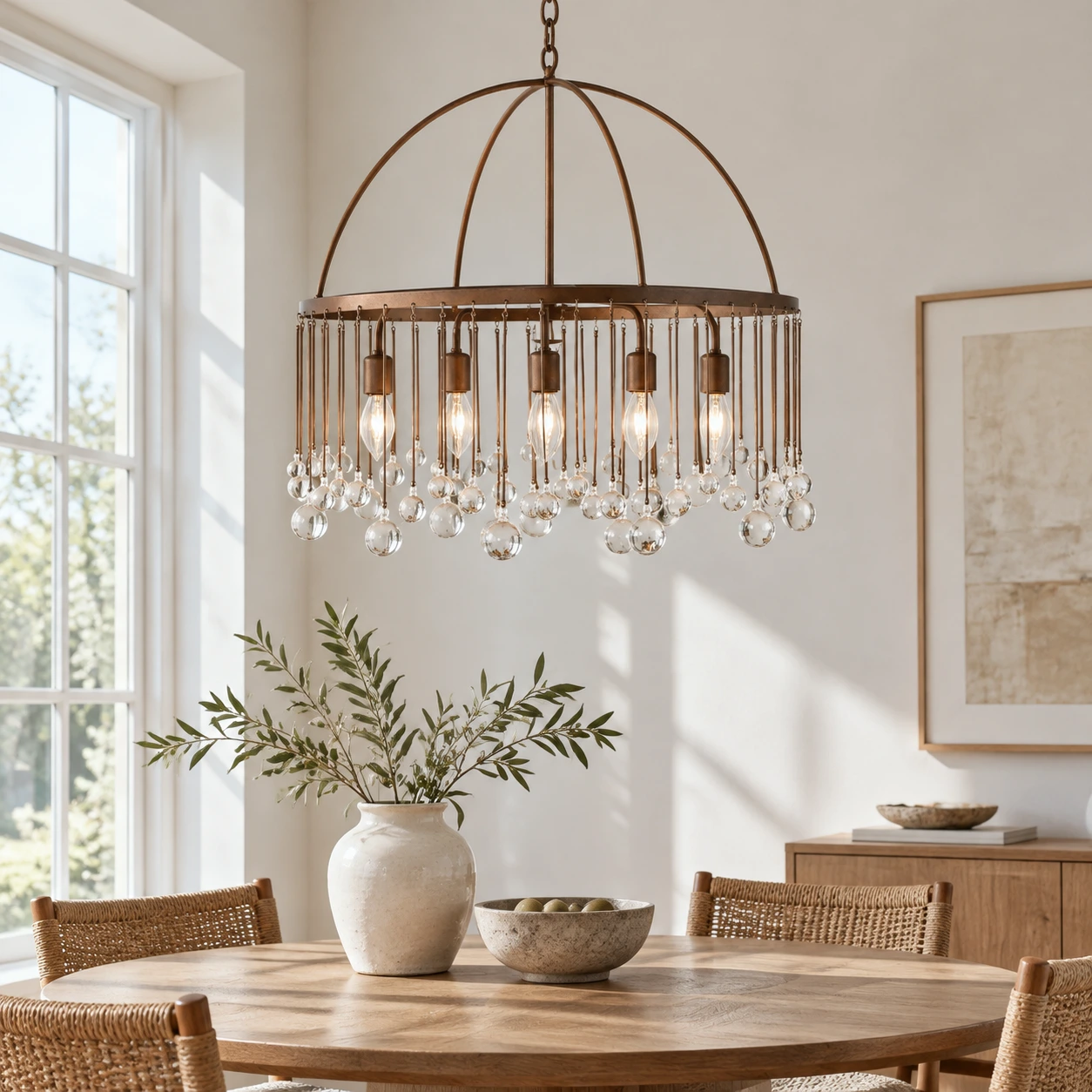Mara Rustic Crystal Iron Pendant Chandelier — gallery 11