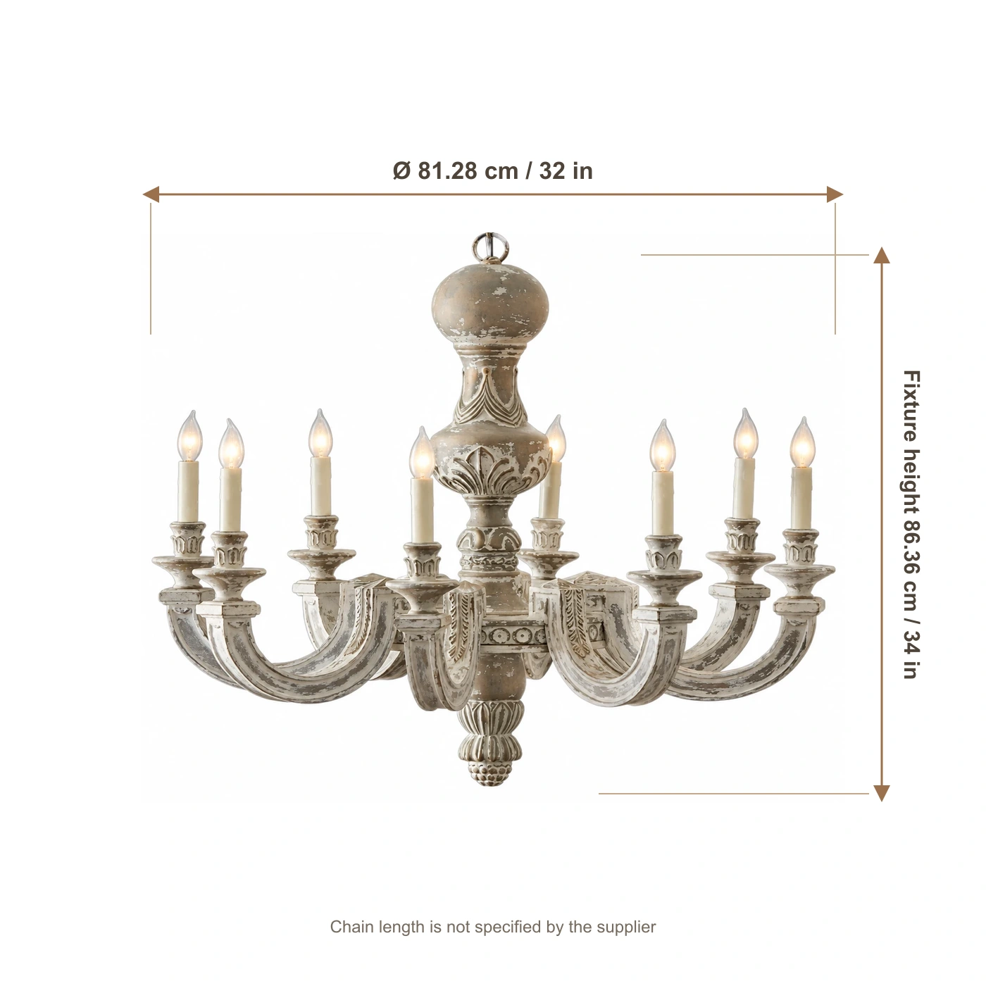 Verified chandelier body dimensions