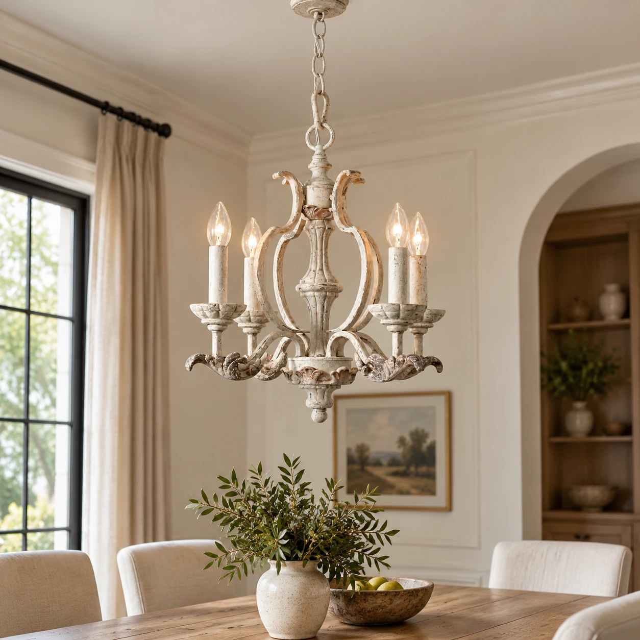Vintage Distressed Four-Light Chandelier scene
