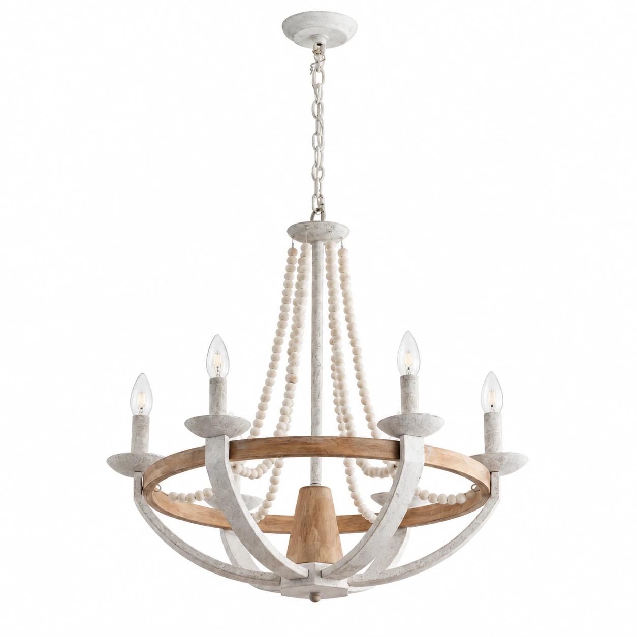 Vintage White Six-Head Chandelier sku white background image