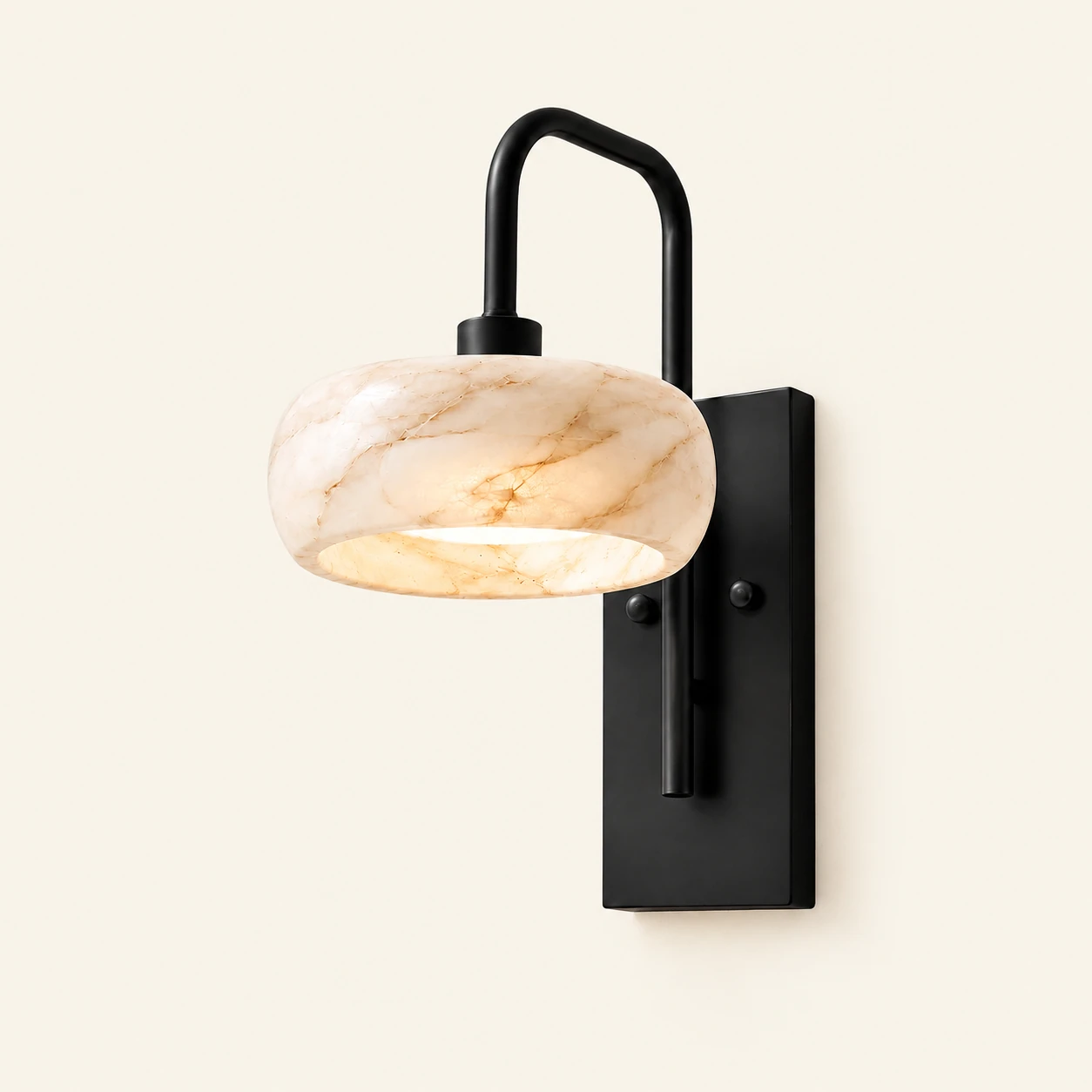 Rounded Alabaster with Metal backplate