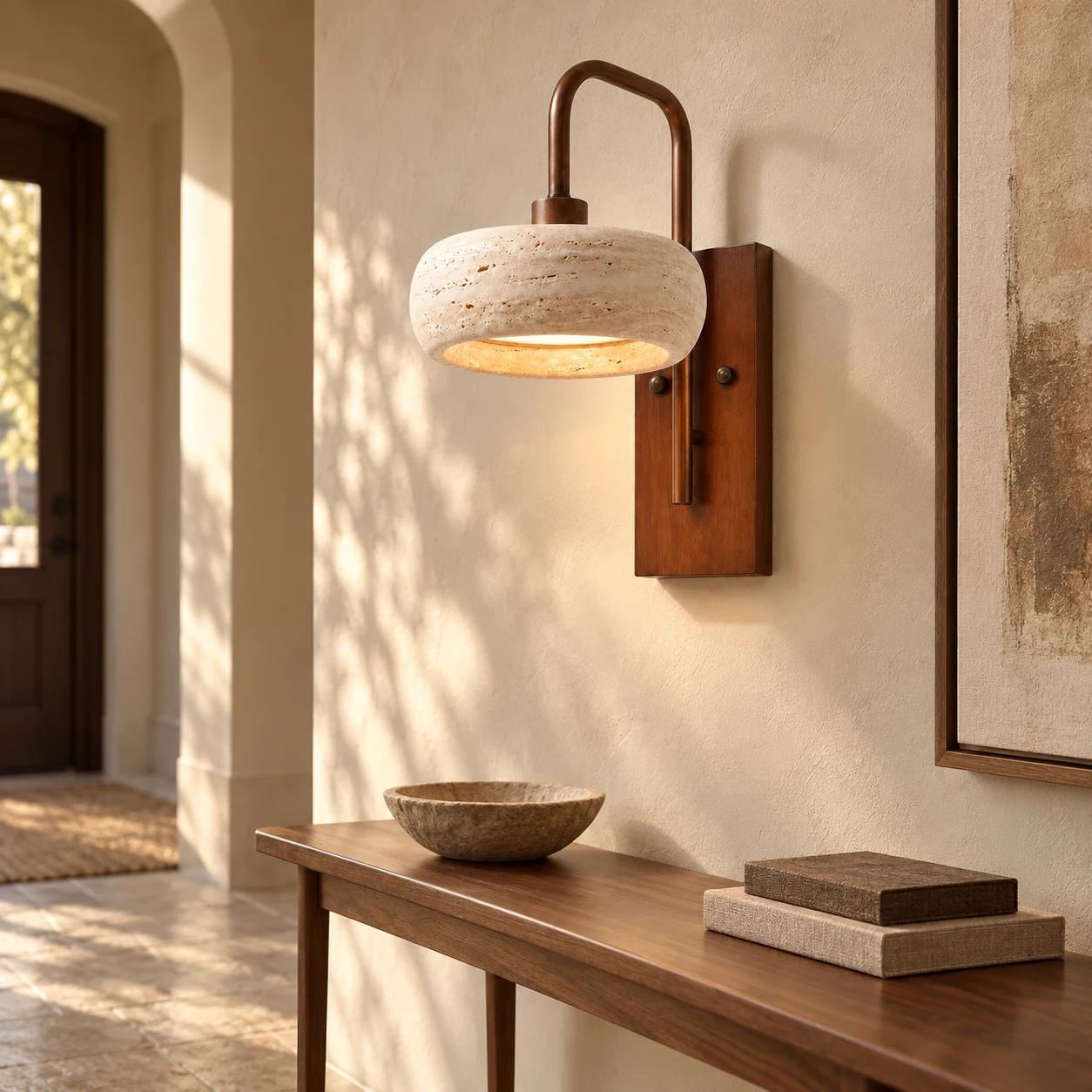 Maelle wall lamp in a warm entry hallway