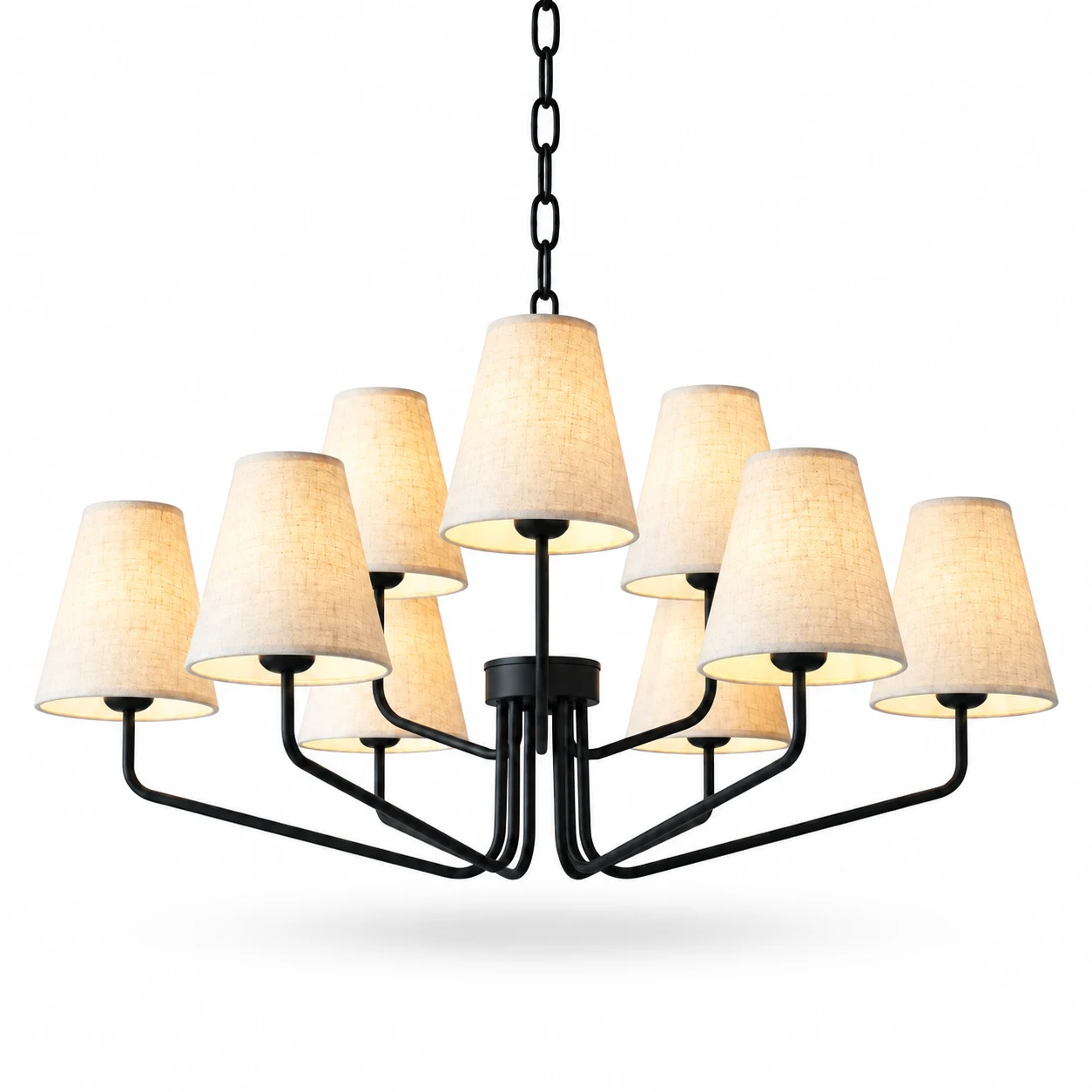 Lucia BDK-012-05 black iron branching chandelier on a white background