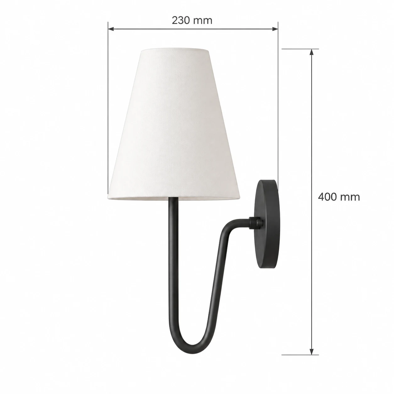 Mabel wall sconce side dimensions: 230 mm deep and 400 mm high