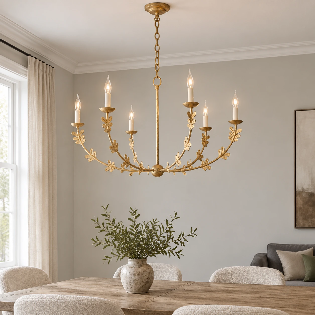 Mira Vintage Leaf-Branch Iron Chandelier — 07 scene gold