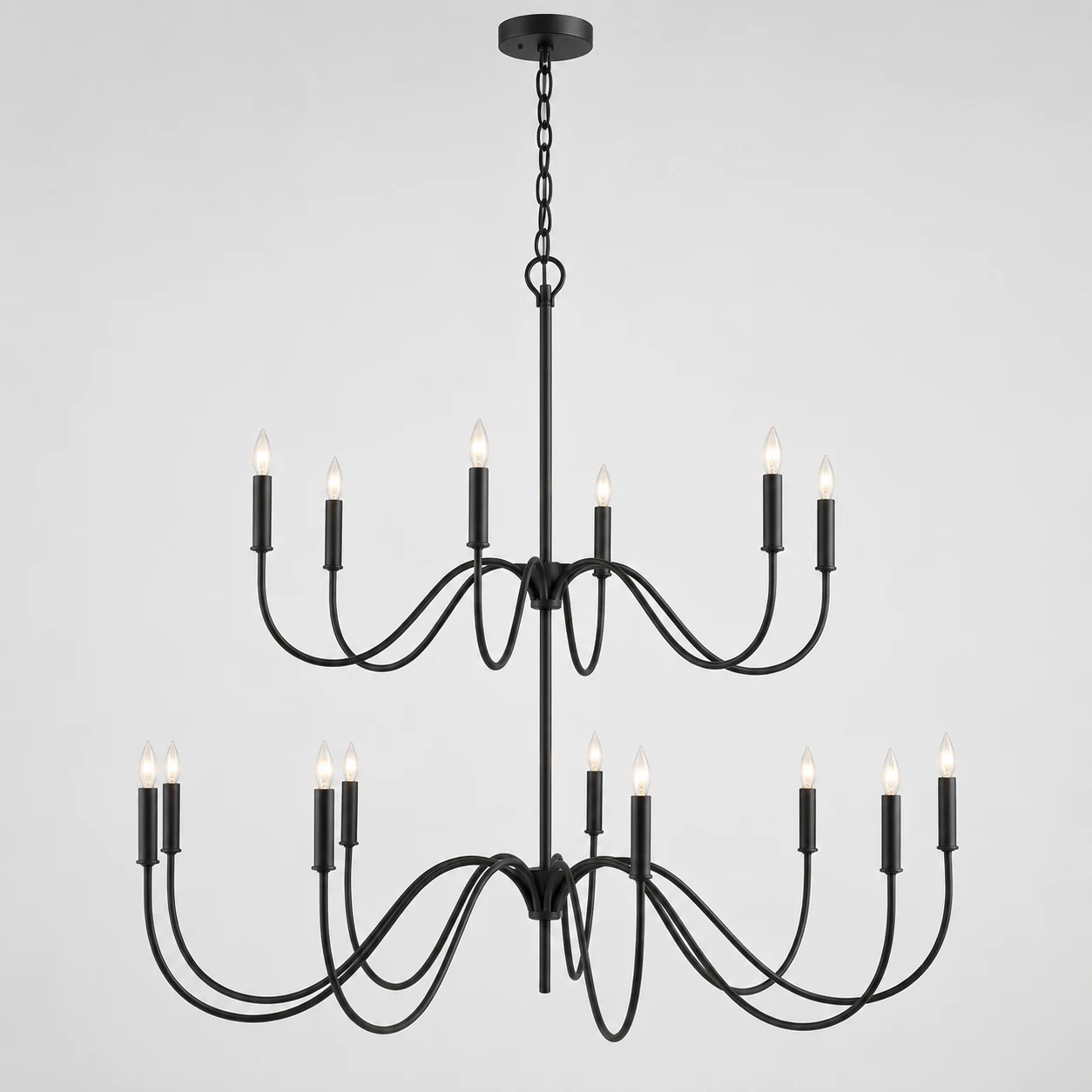 Mara Vintage Curved-Arm Iron Chandelier, identity 15