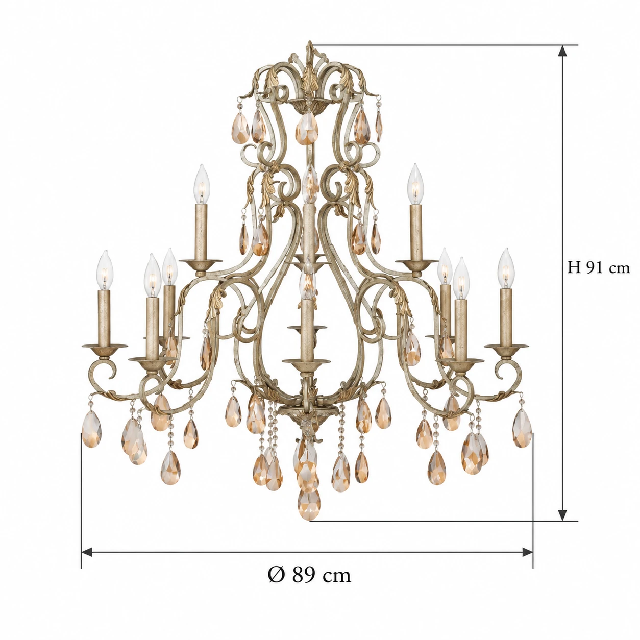 Eliza 12-light chandelier diameter 89 cm and height 91 cm