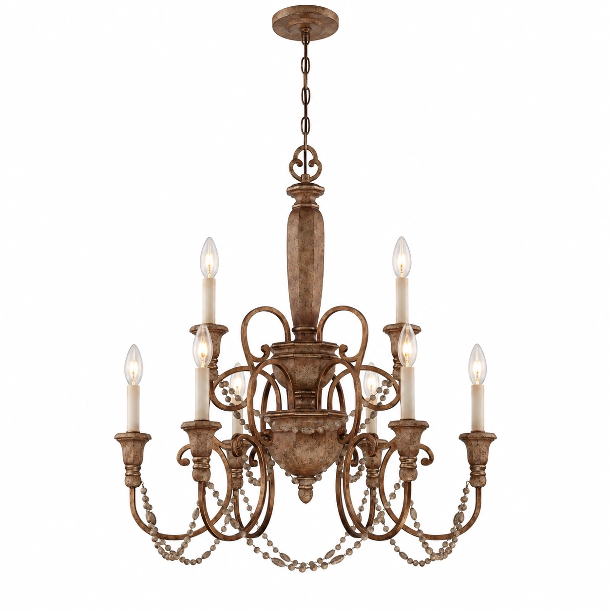 Aurelia large eight-light wood pendant on white