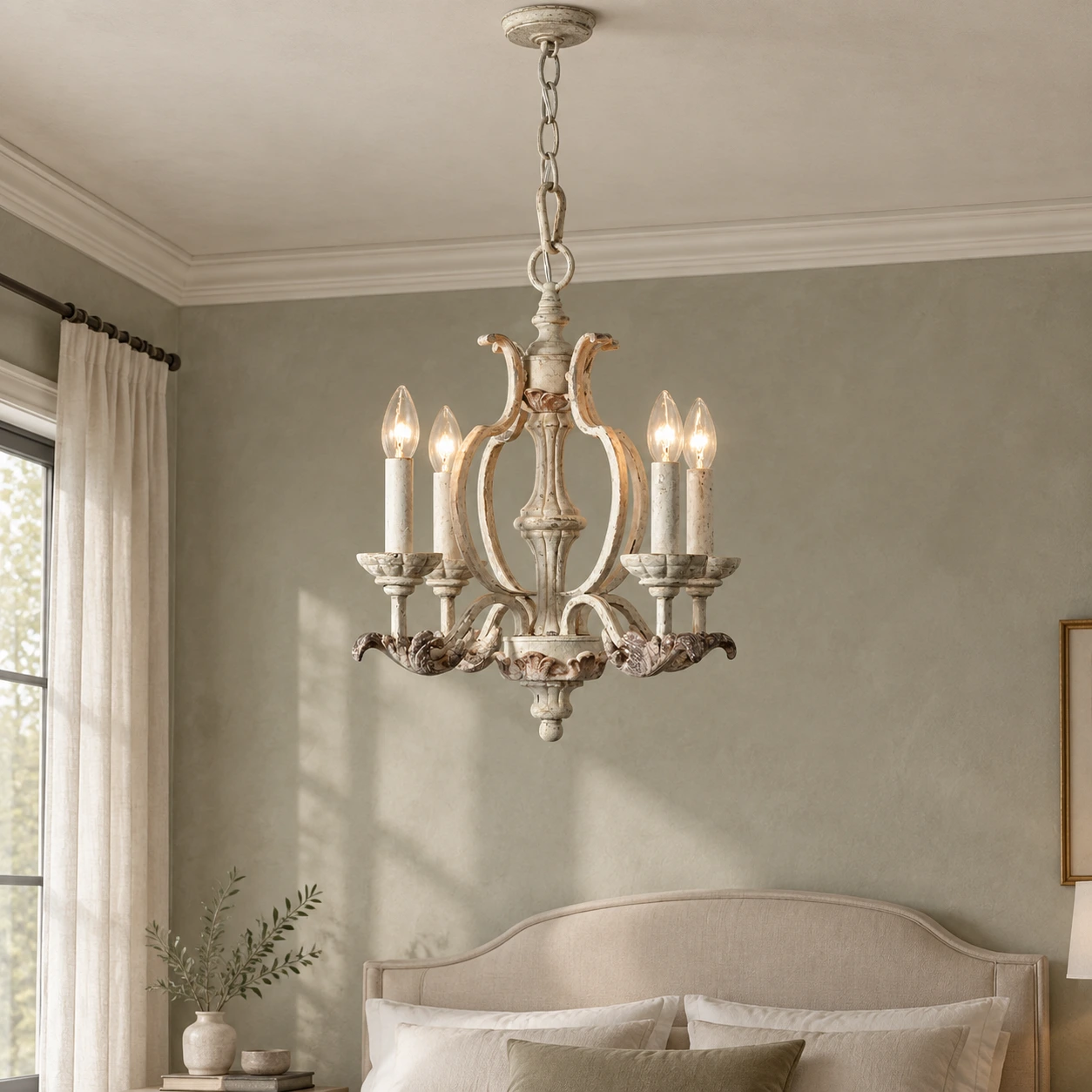 Vintage Distressed Four-Light Chandelier scene
