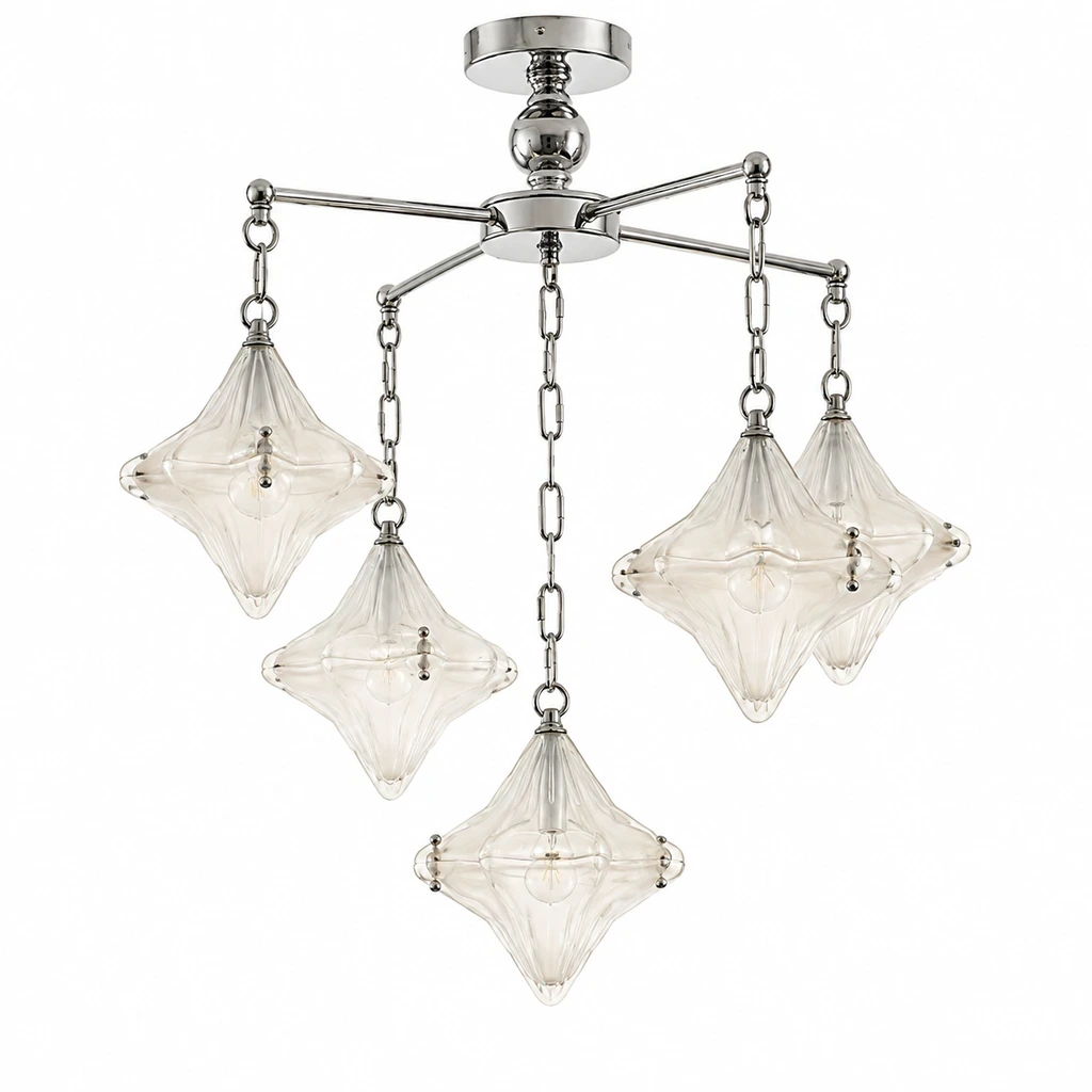Lena Bauhaus Star Glass Alloy Chandelier on a clean white background