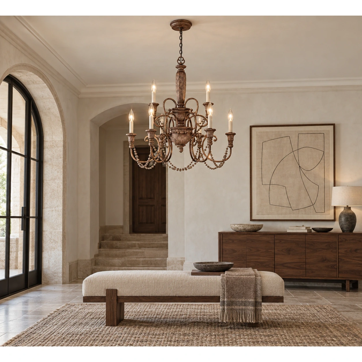 Aurelia pendant light in a boutique entry lounge