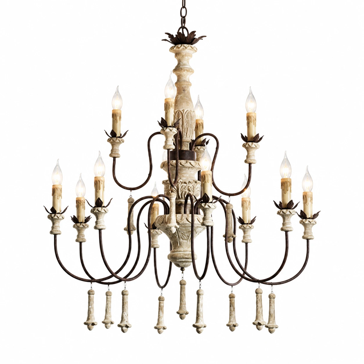 Lena Vintage Multi-Arm Wood Chandelier — 04 identity 12 head