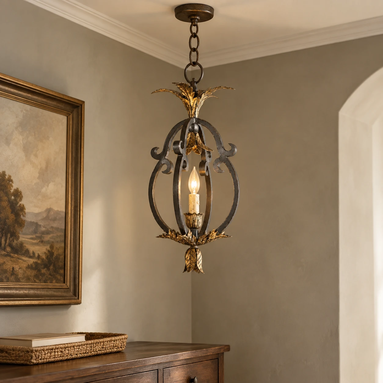 Nora Vintage Open-Cage Iron Pendant Light — 02 scene entry