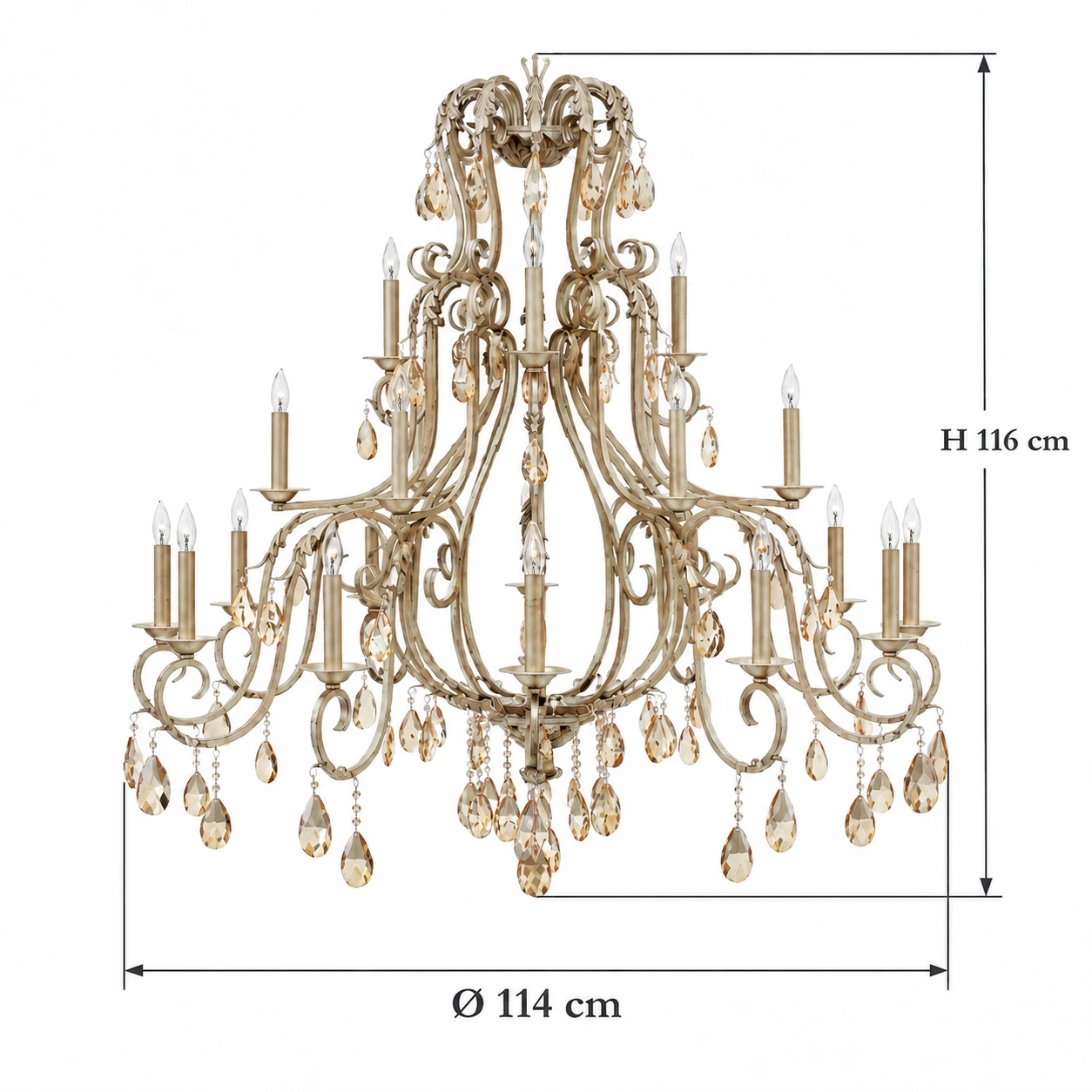 Eliza 21-light chandelier diameter 114 cm and height 116 cm
