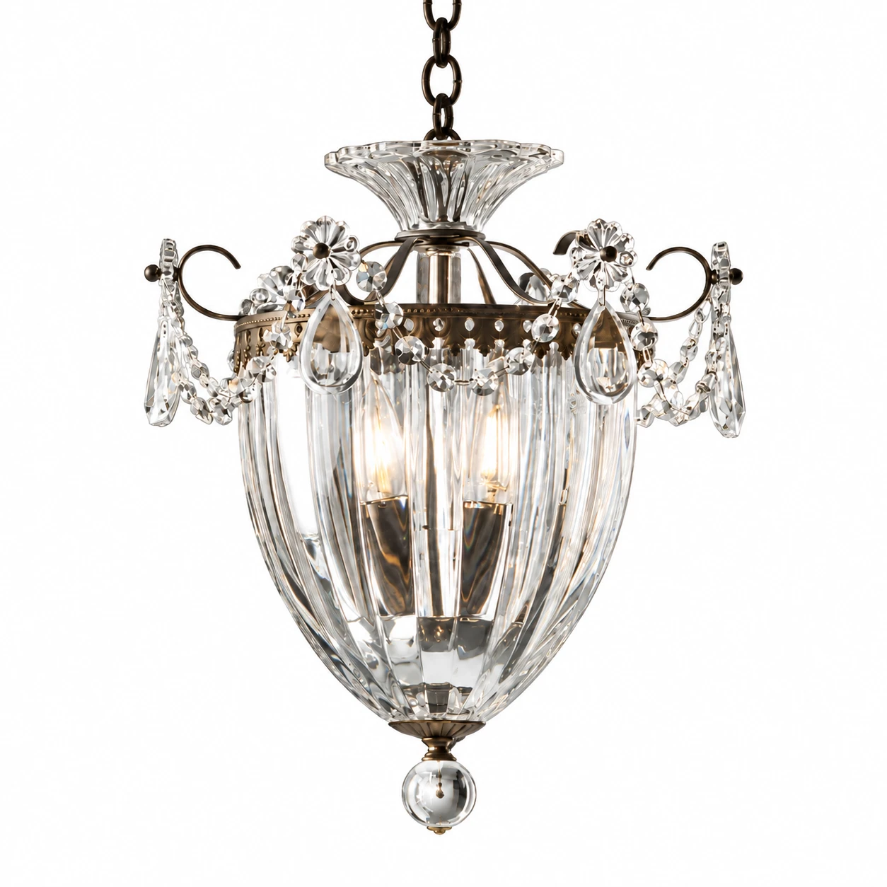 American Rustic Crystal Chandelier 27 cm W x 32 cm H
