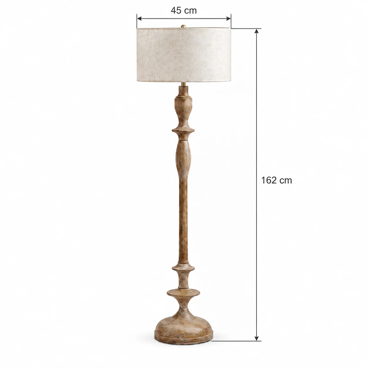 Camille floor lamp dimensions: 45 cm shade diameter and 162 cm high