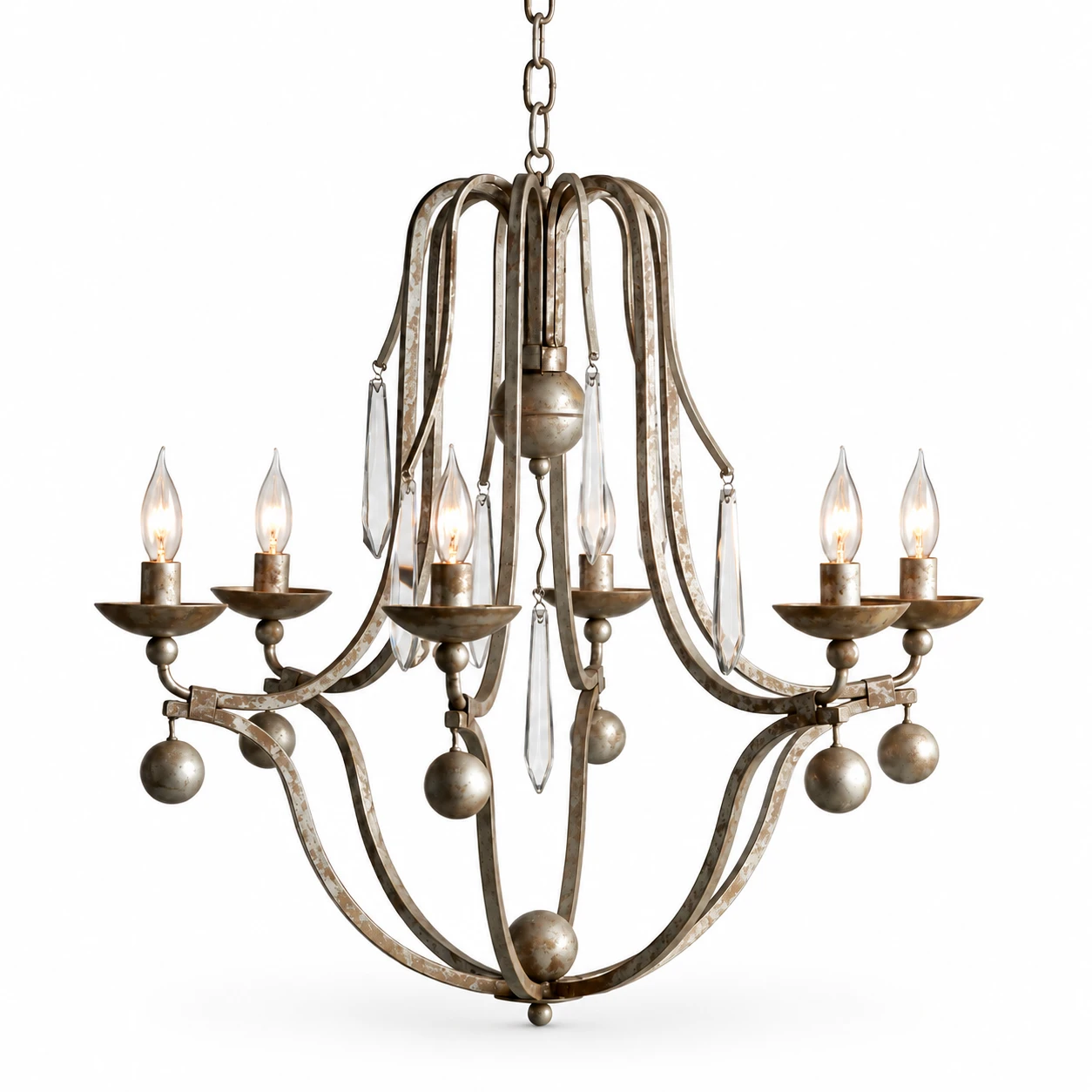 Distressed Iron Chandelier 6-Light identity