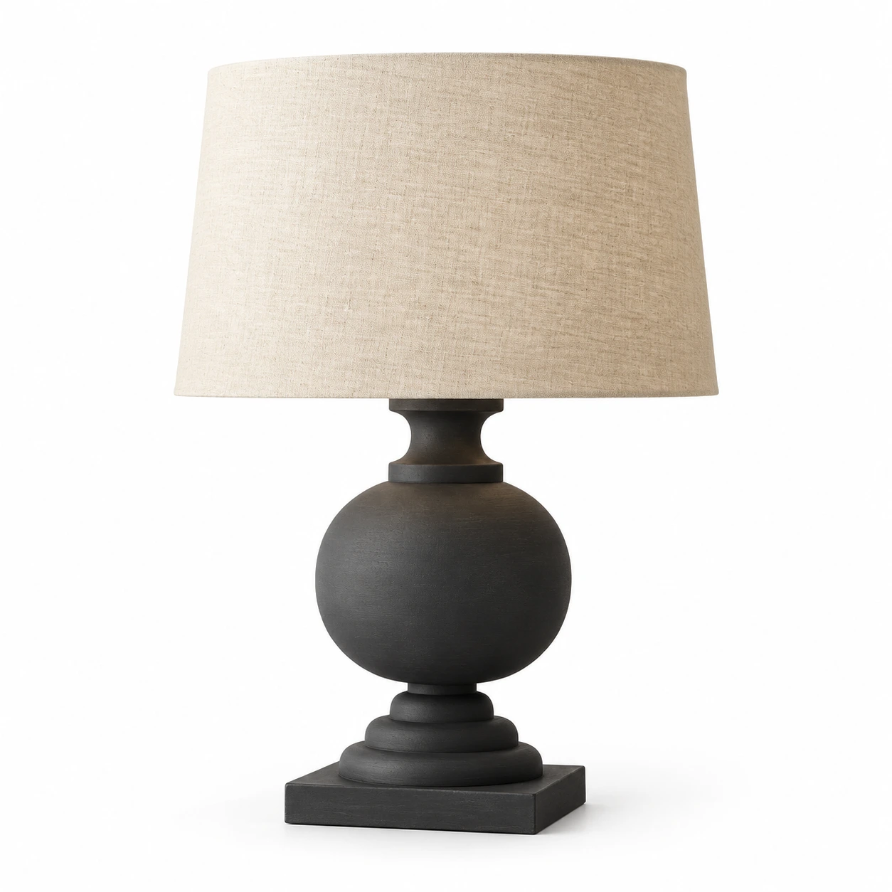 Mara Rustic Turned Wood Table Lamp — 01 identity vintage black