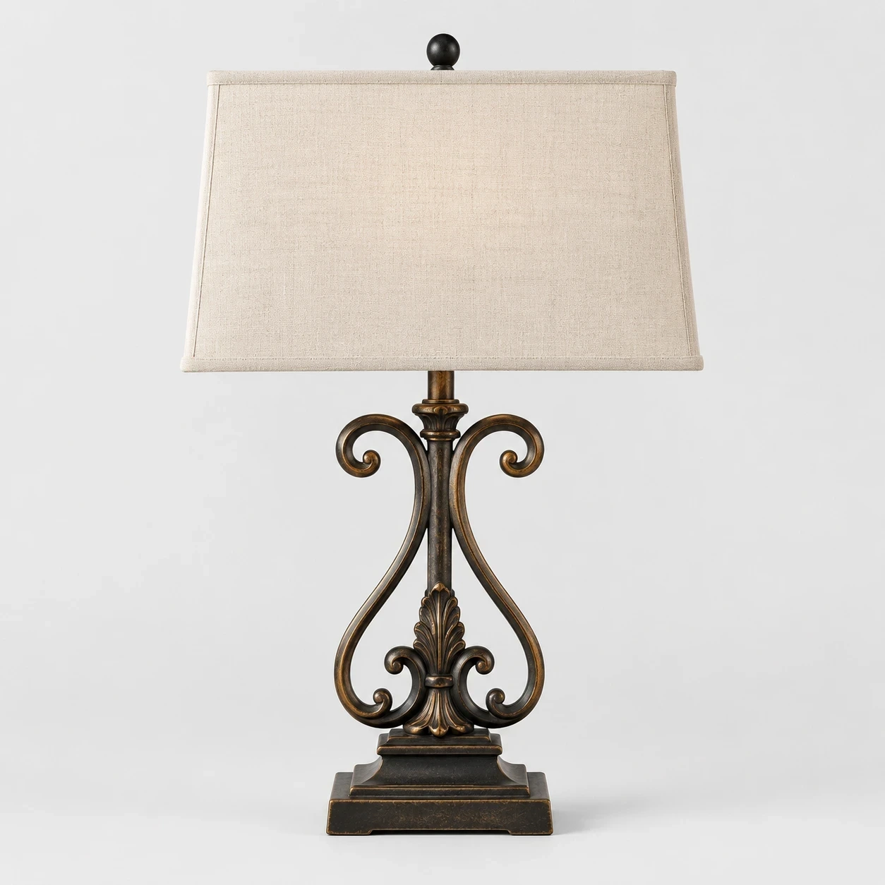 Rothbury ornate table lamp switched off in a neutral studio