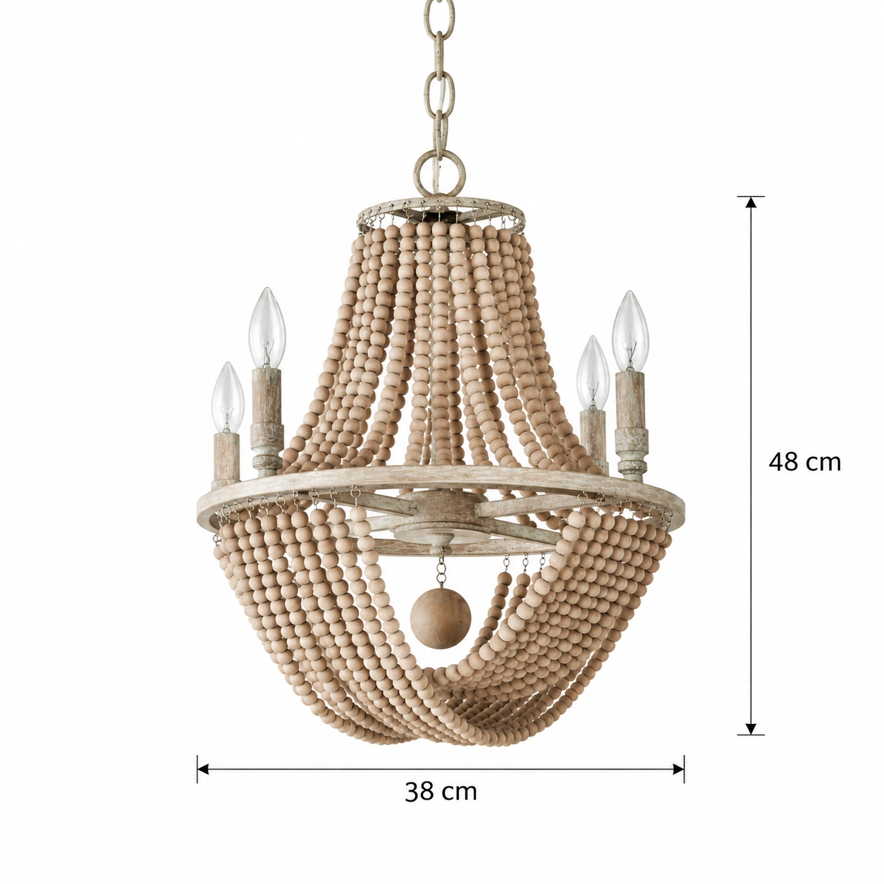 Four-light Elena chandelier size diagram