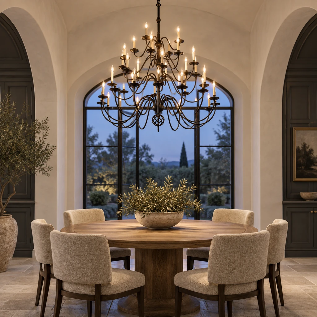 Castello chandelier in a boutique hotel dining room