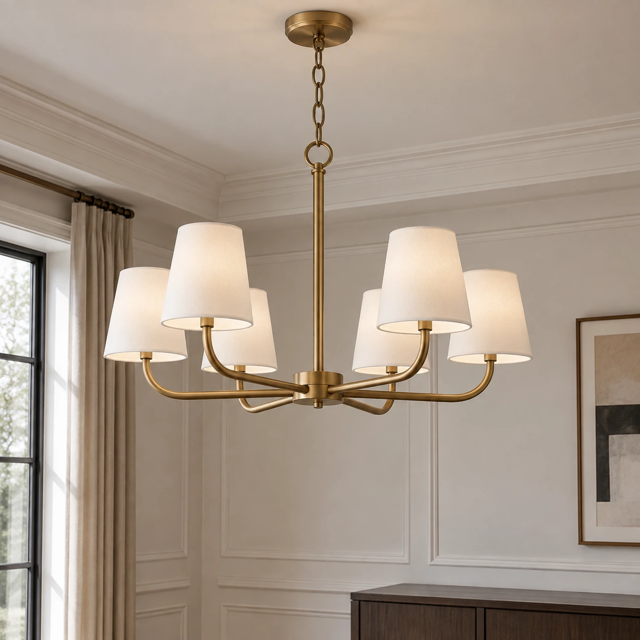 Nora Vintage Curved-Arm Iron Chandelier — 06 scene bronze