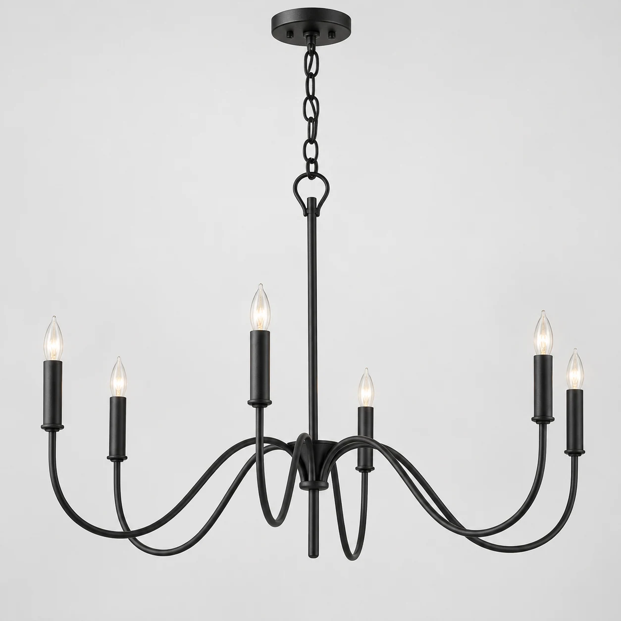 Mara Vintage Curved-Arm Iron Chandelier, identity 6