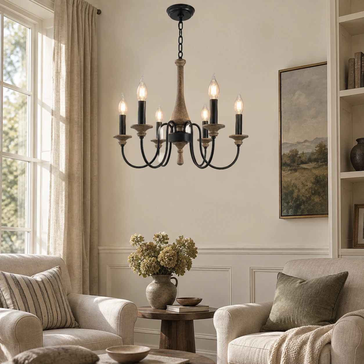 Sophie French Carved Wood Wall Sconce in a residential interior
