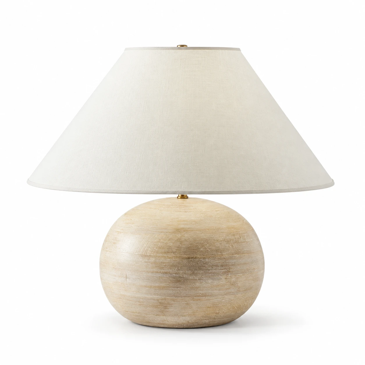 Distressed wood table lamp on a white background