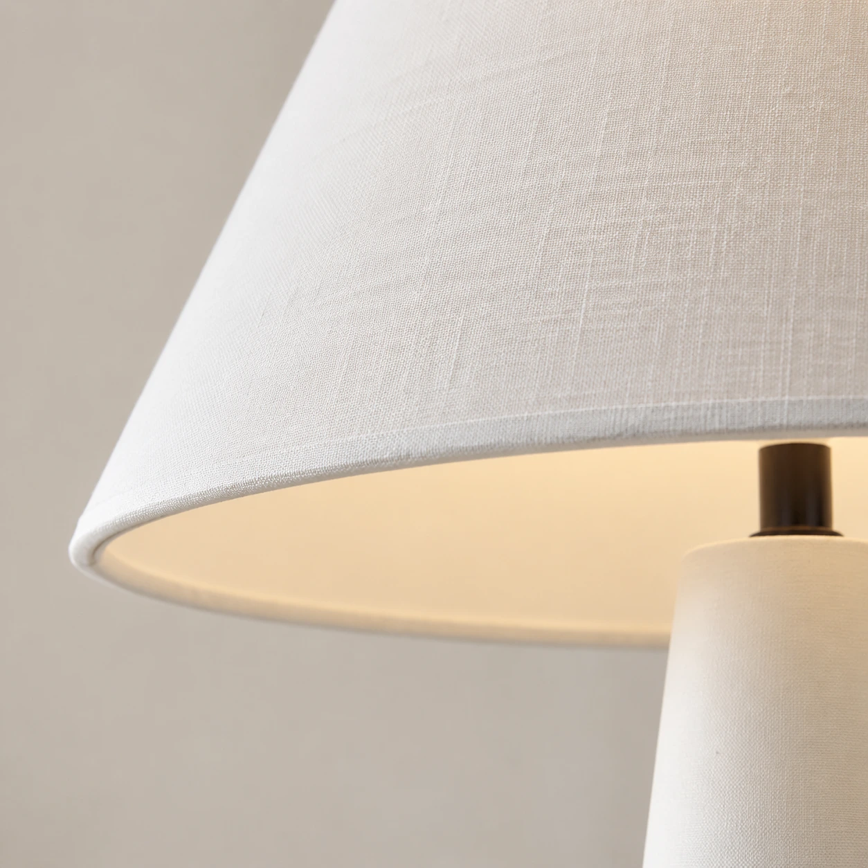Elena Rustic Tapered Wood Floor and Table Lamp — 14 detail white shade edge