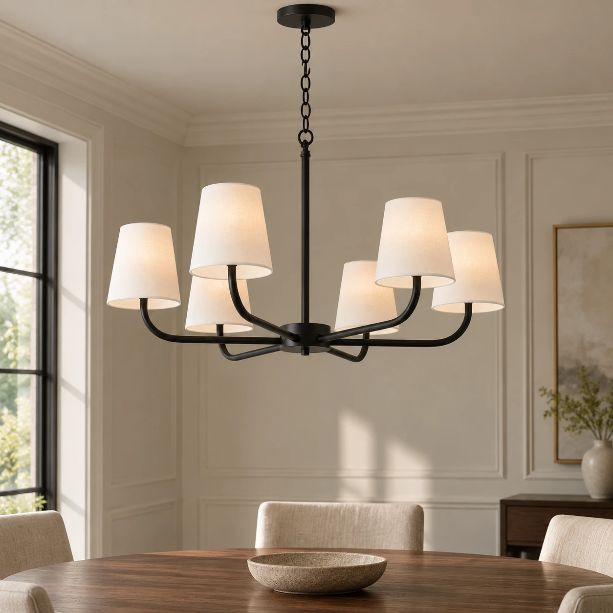 Nora Vintage Curved-Arm Iron Chandelier — 02 scene black