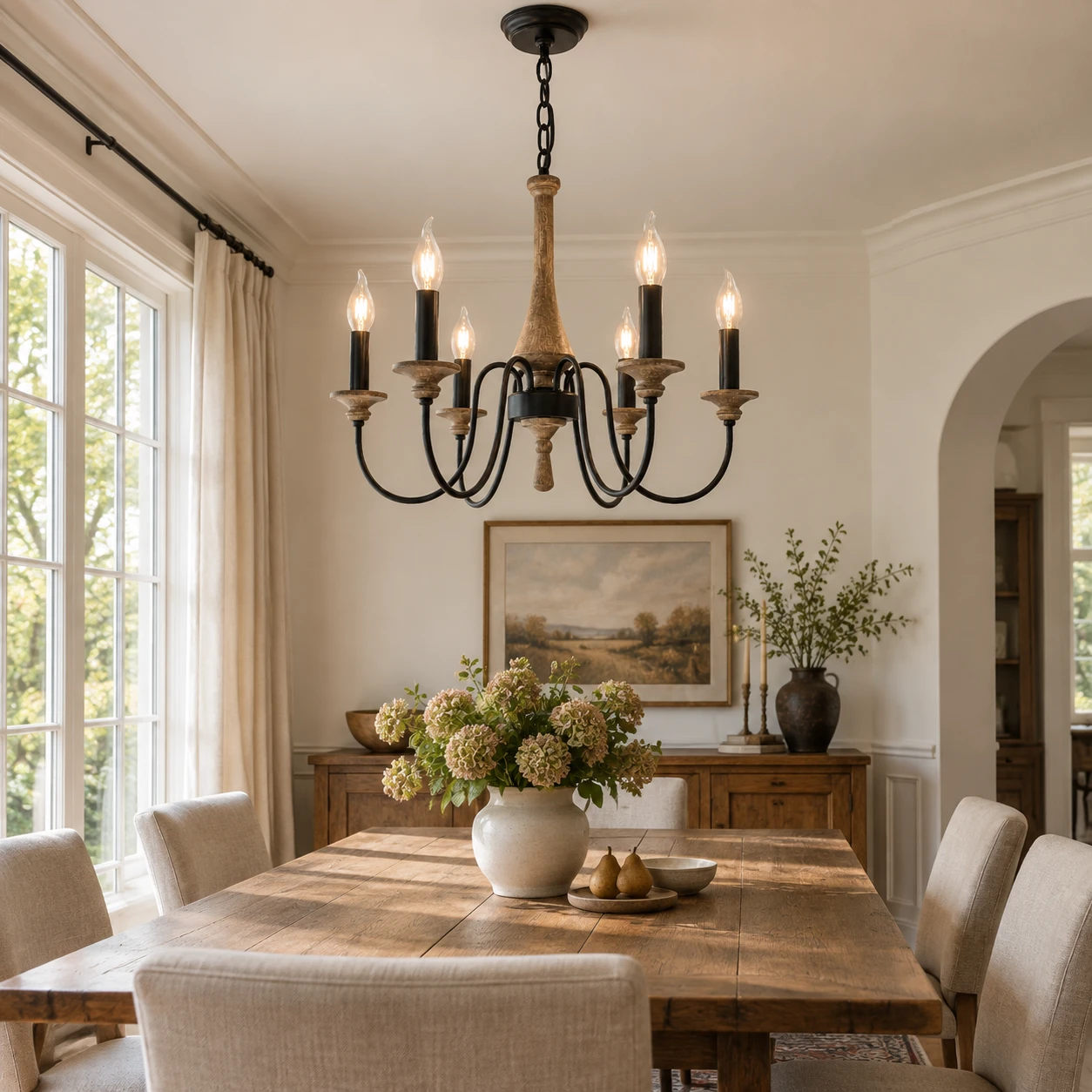 Sophie French Carved Wood Wall Sconce in a residential interior