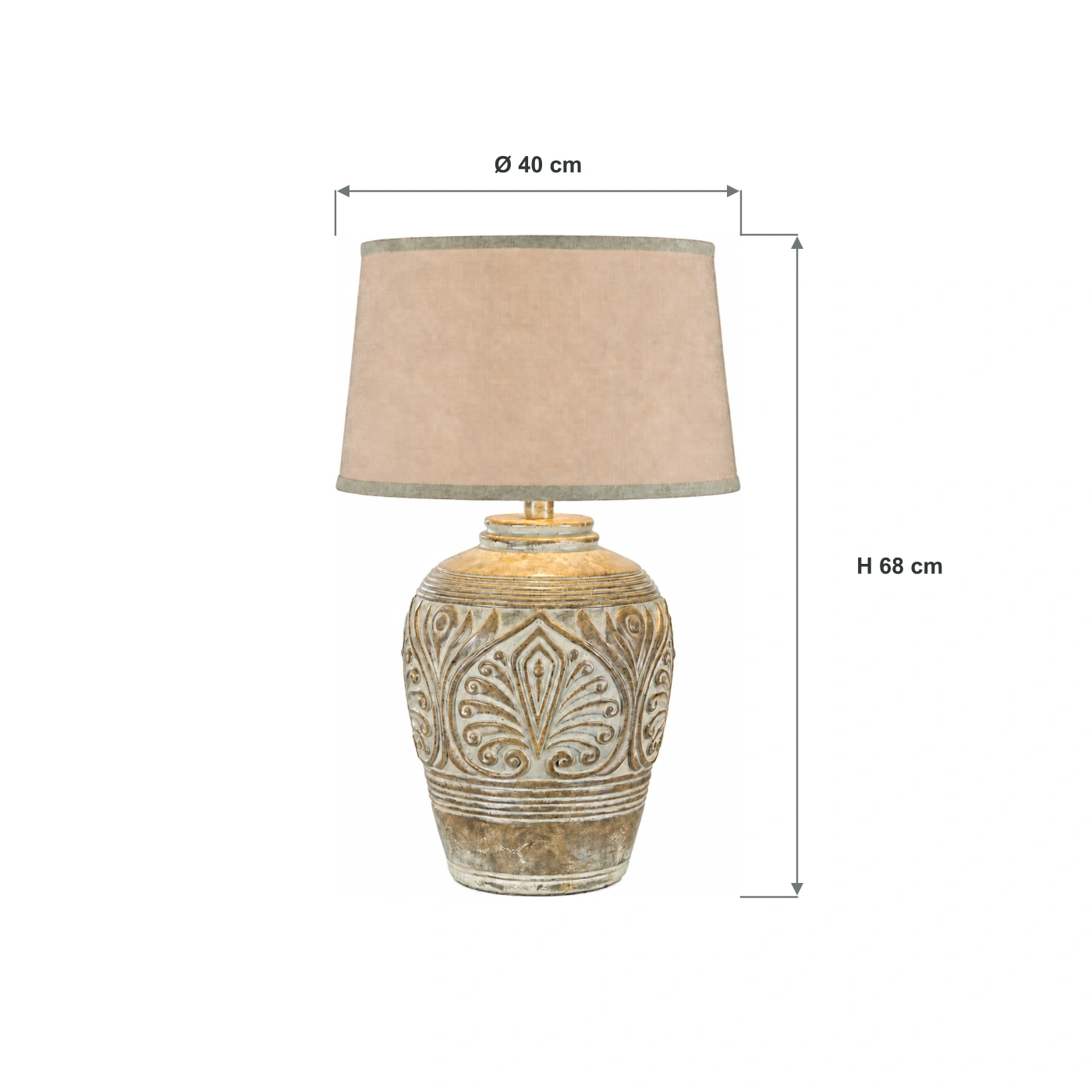 American Rustic Wood Table Lamp dimensions: 40 cm diameter, 68 cm height