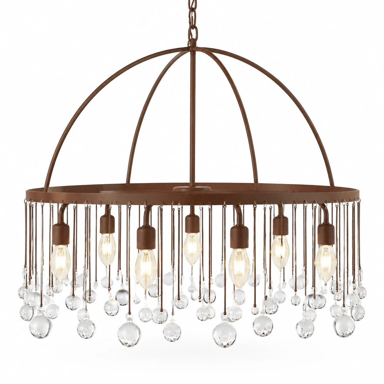Mara Rustic Crystal Iron Pendant Chandelier — gallery 3