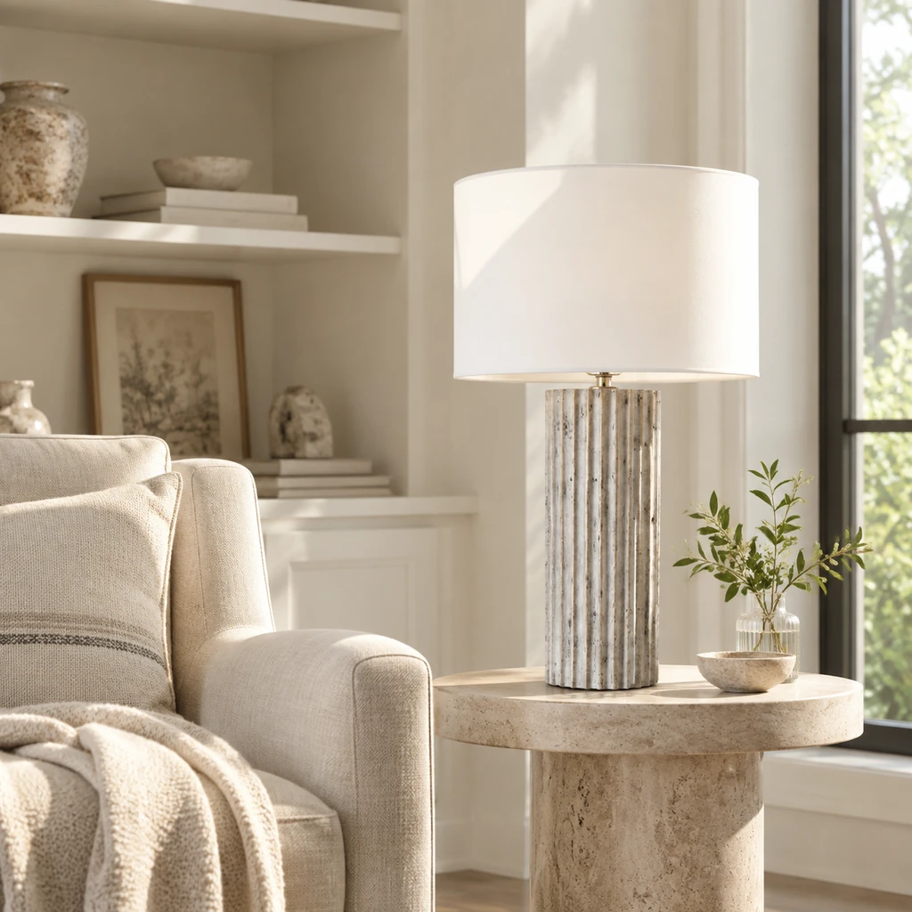 Linea table lamp in a reading corner