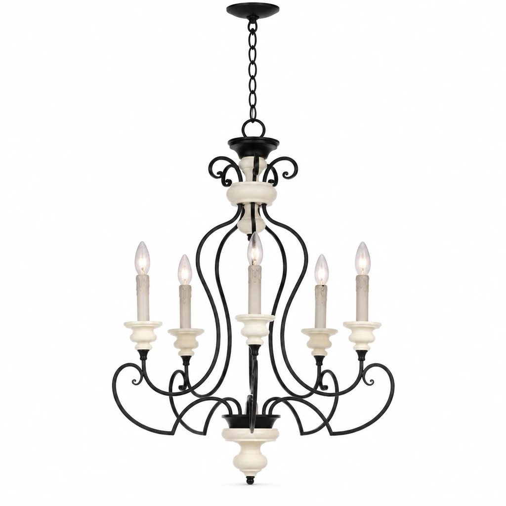Aveline large 6-light chandelier on a clean white background